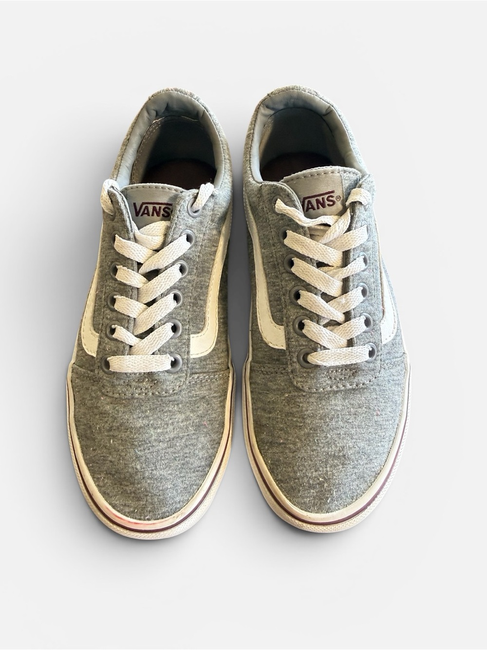 Vans Gray Canvas Low-Top Sneakers with White Stripe